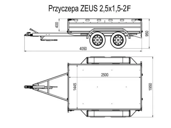 Przyczepa towarowa 2,5×1,5 hamowana, 2 osie