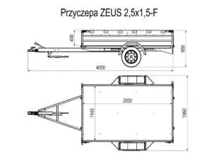 Przyczepa towarowa ZEUS 2,5×1,5F hamowana, 1 oś