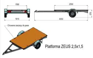 Platforma towarowa ZEUS 2,5x1,5 niehamowana, 1 oś