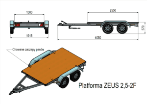 Platforma towarowa ZEUS 2,5x1,5-2F hamowana, 2 osiowa